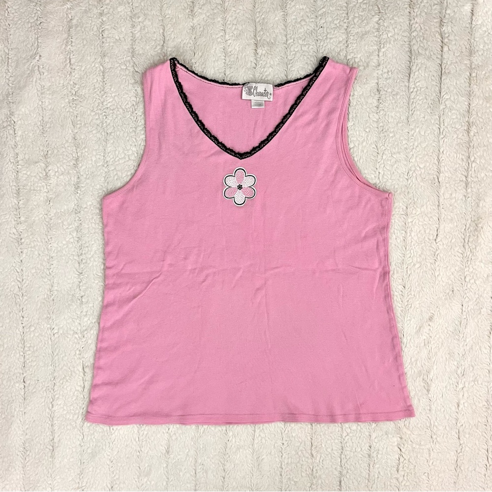 Y2k pink flower tank top 🌸